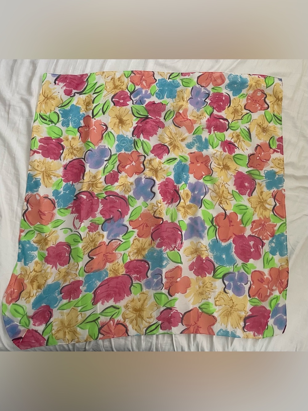 Floral Vintage Multi-Color Lightweight Women’s Scarf Festival Beach Grandmacore